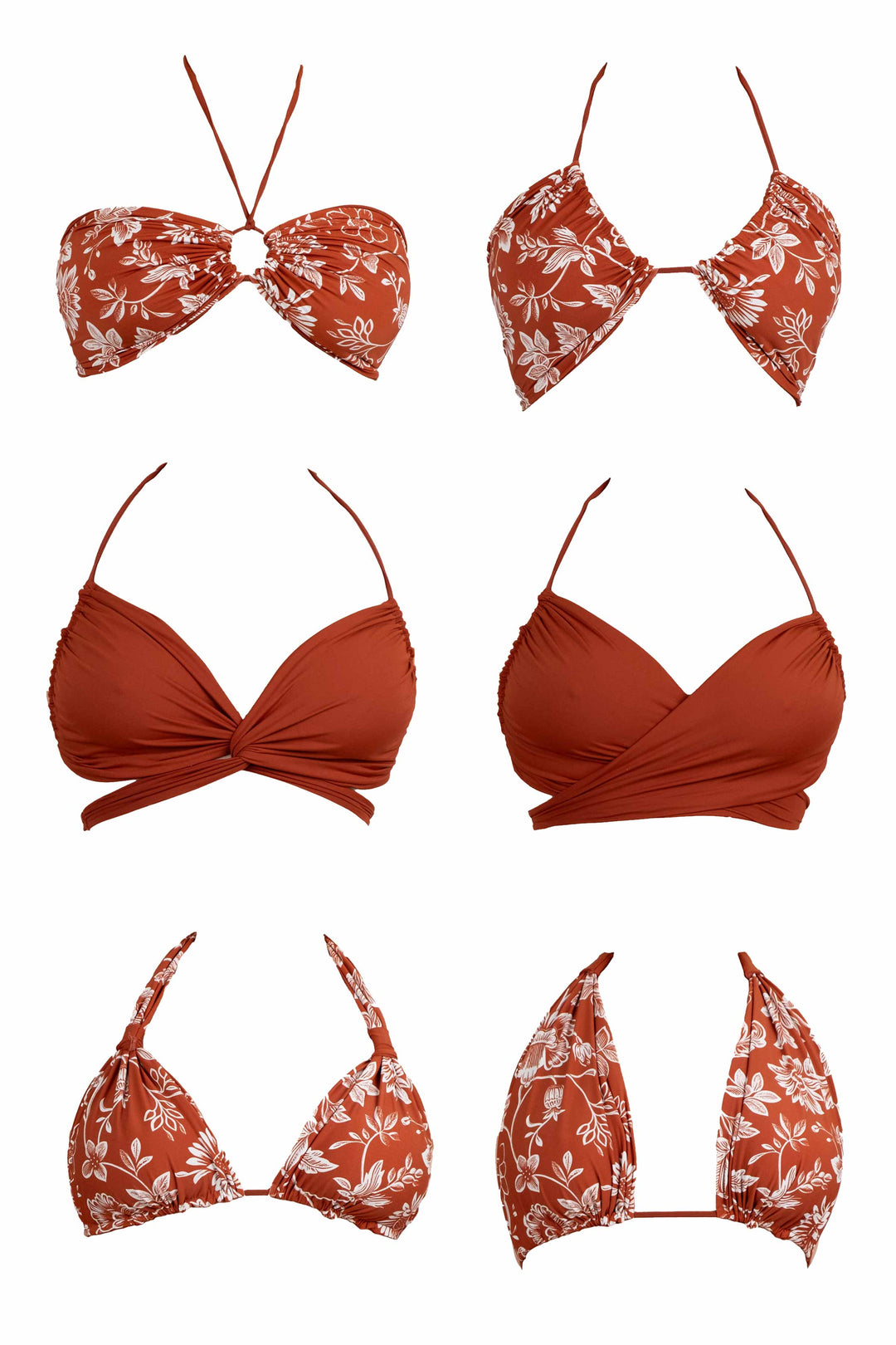 Eva Reversible Bikini Top - Chintz / Burnt Sienna