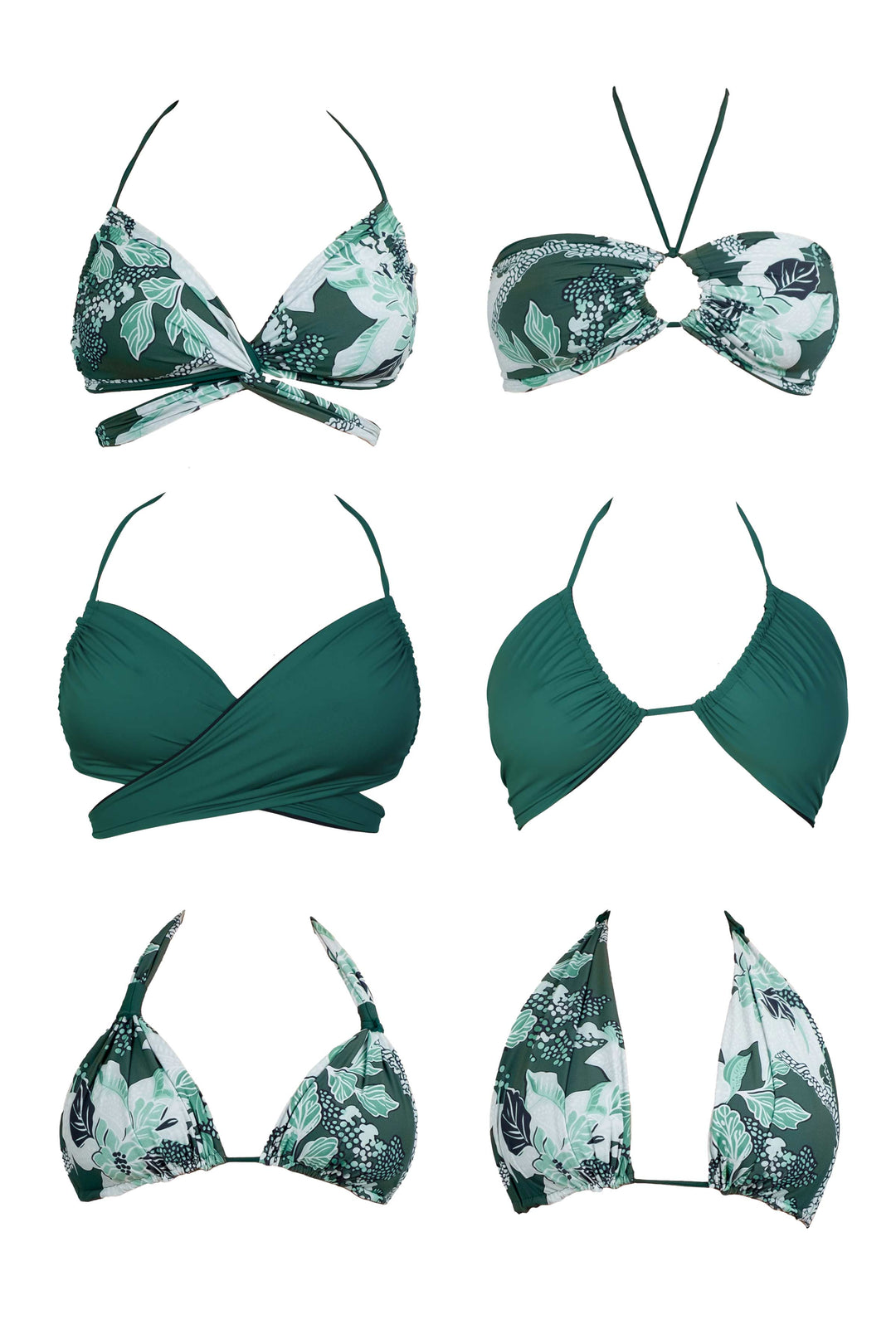 Eva Reversible Bikini Top - Jungle / Forest Green