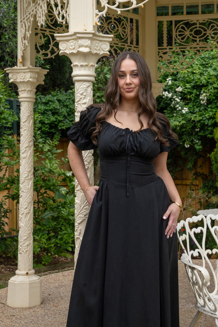 Delilah Charcoal Black Dress - Tencel