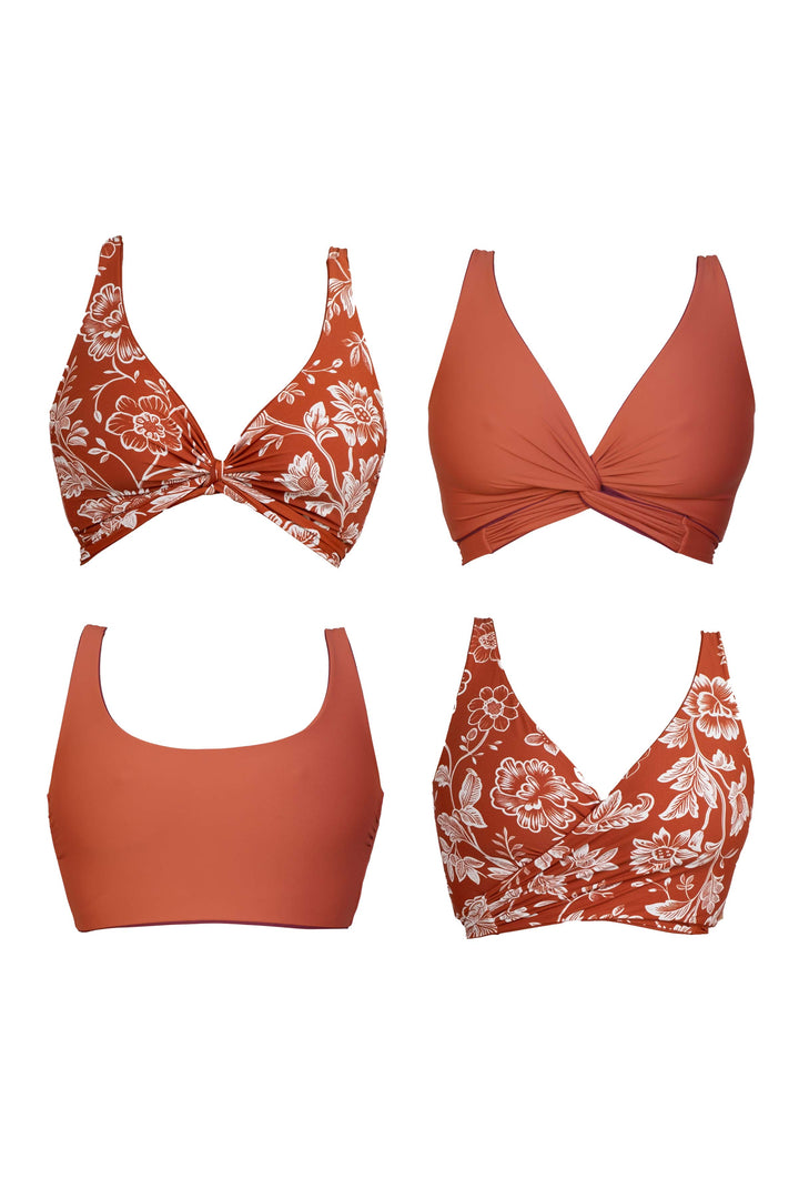 Lola Reversible Bikini Top - Chintz / Burnt Sienna