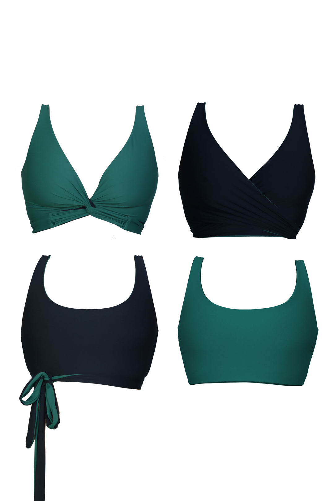 Lola Reversible Bikini Top - Forest Green / Black