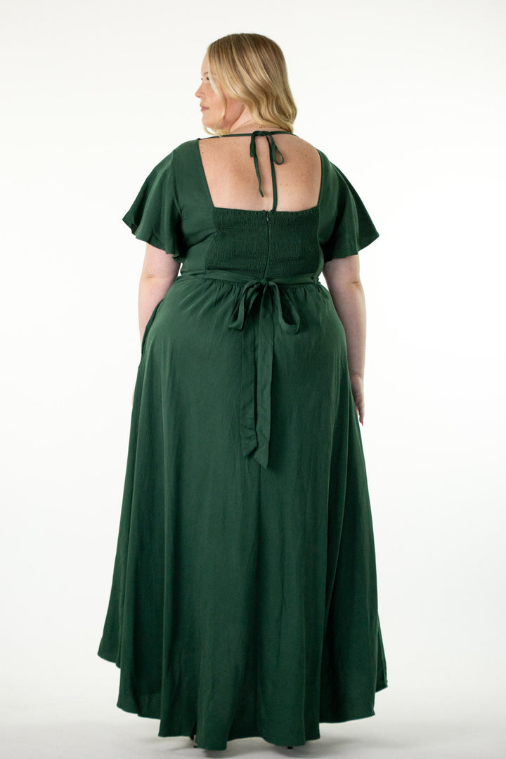 Adele Forest Green Dress - Tencel