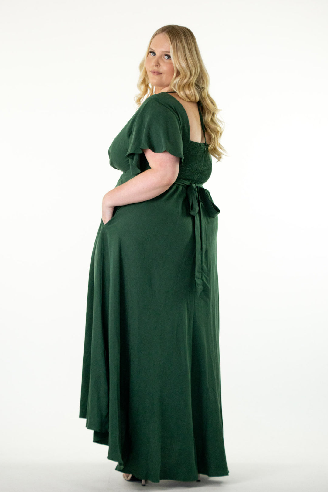 Adele Forest Green Dress - Tencel