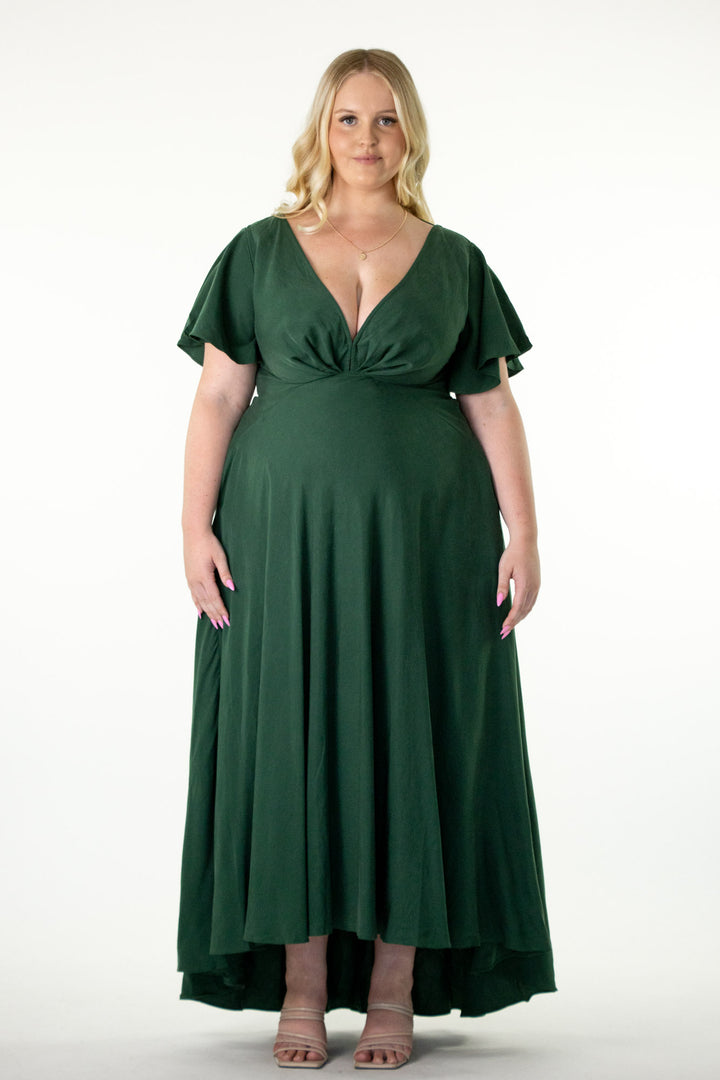 Adele Forest Green Dress - Tencel