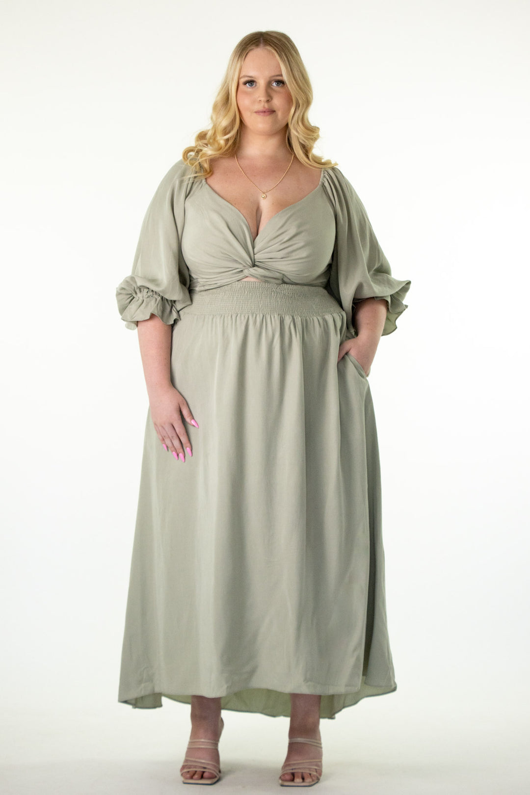 Charlotte Sage Green Dress - Tencel