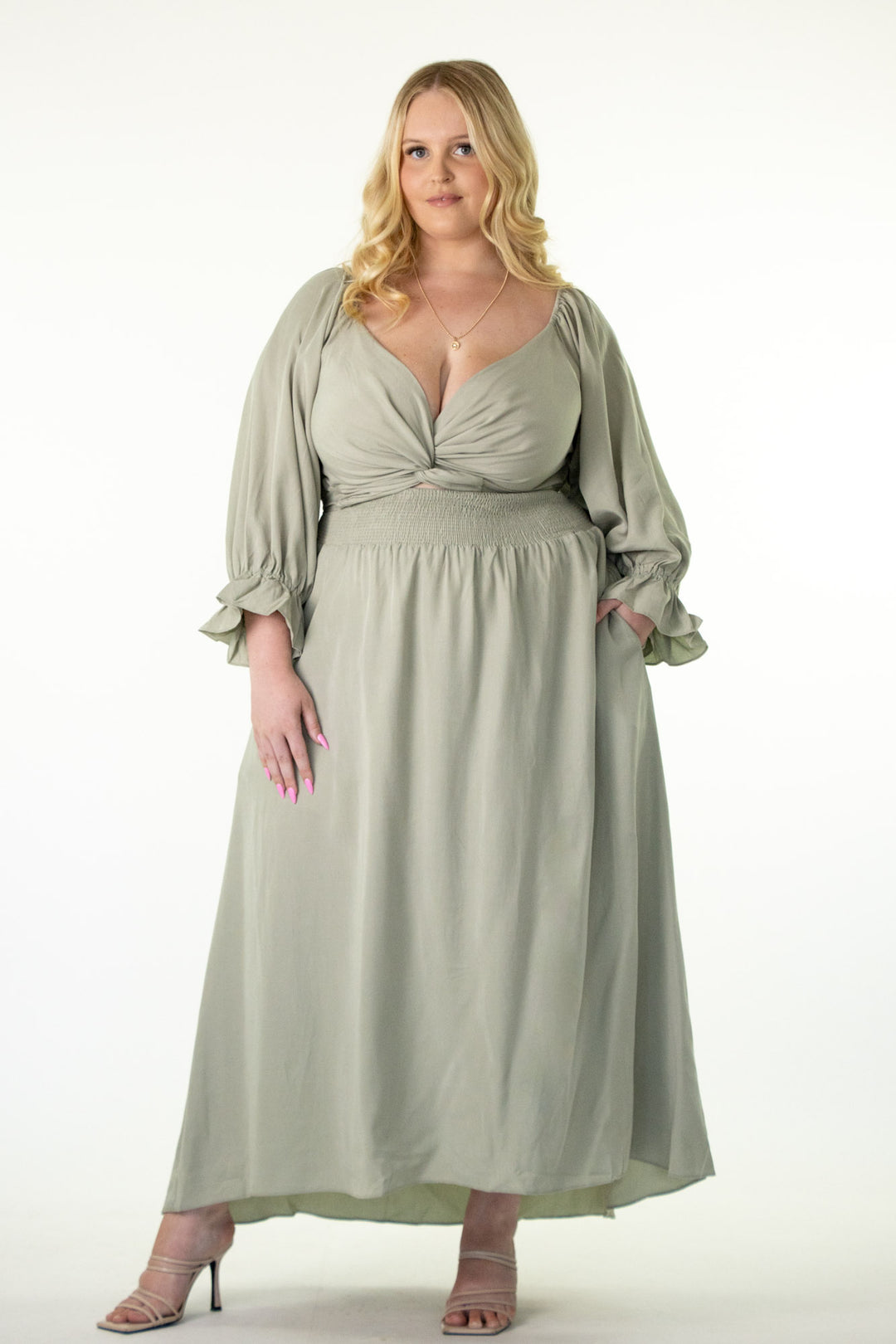 Charlotte Sage Green Dress - Tencel