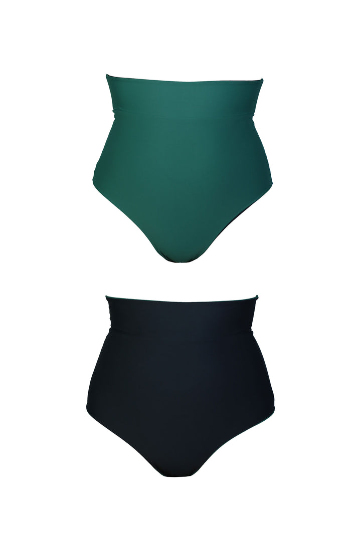 Tamara Reversible Bikini Bottom - Forest Green / Black